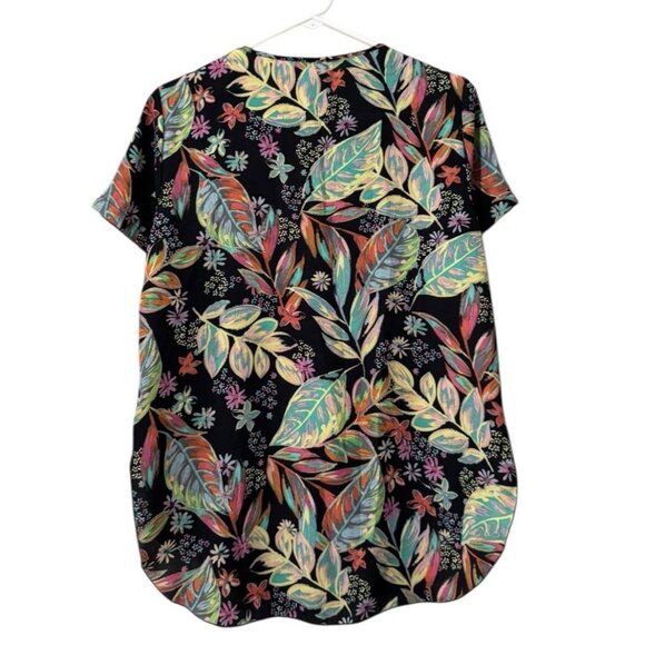Spense Floral Short Sleeve Women Blouse Size Medium Polyester Hawaiian Tropical - Picture 2 of 9
